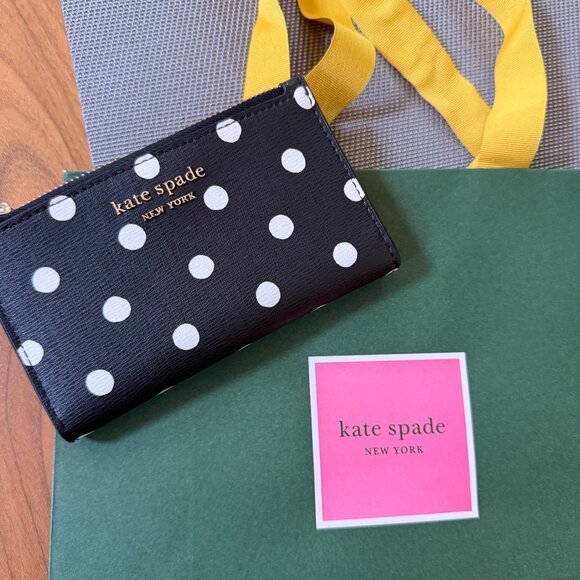 Kate Spade Spencer Sunshine Dot Slim Bifold Wallet - Picture 1 of 7